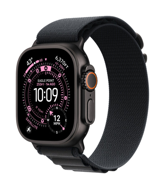 Apple Watch Ultra 3 GPS + Cellular 49mm Schwarzes Titan Case mit Schwarzem Alpine Loop - Large