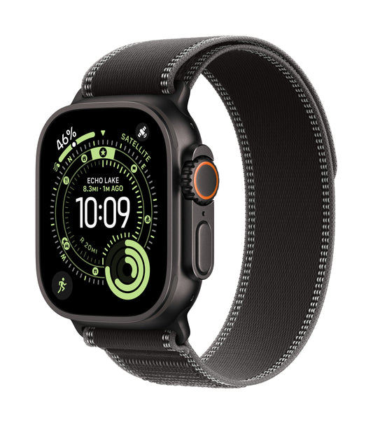 Apple Watch Ultra 3 GPS + Cellular 49mm Schwarzes Titan Case mit Schwarz/Kohle Trail Loop - M/L