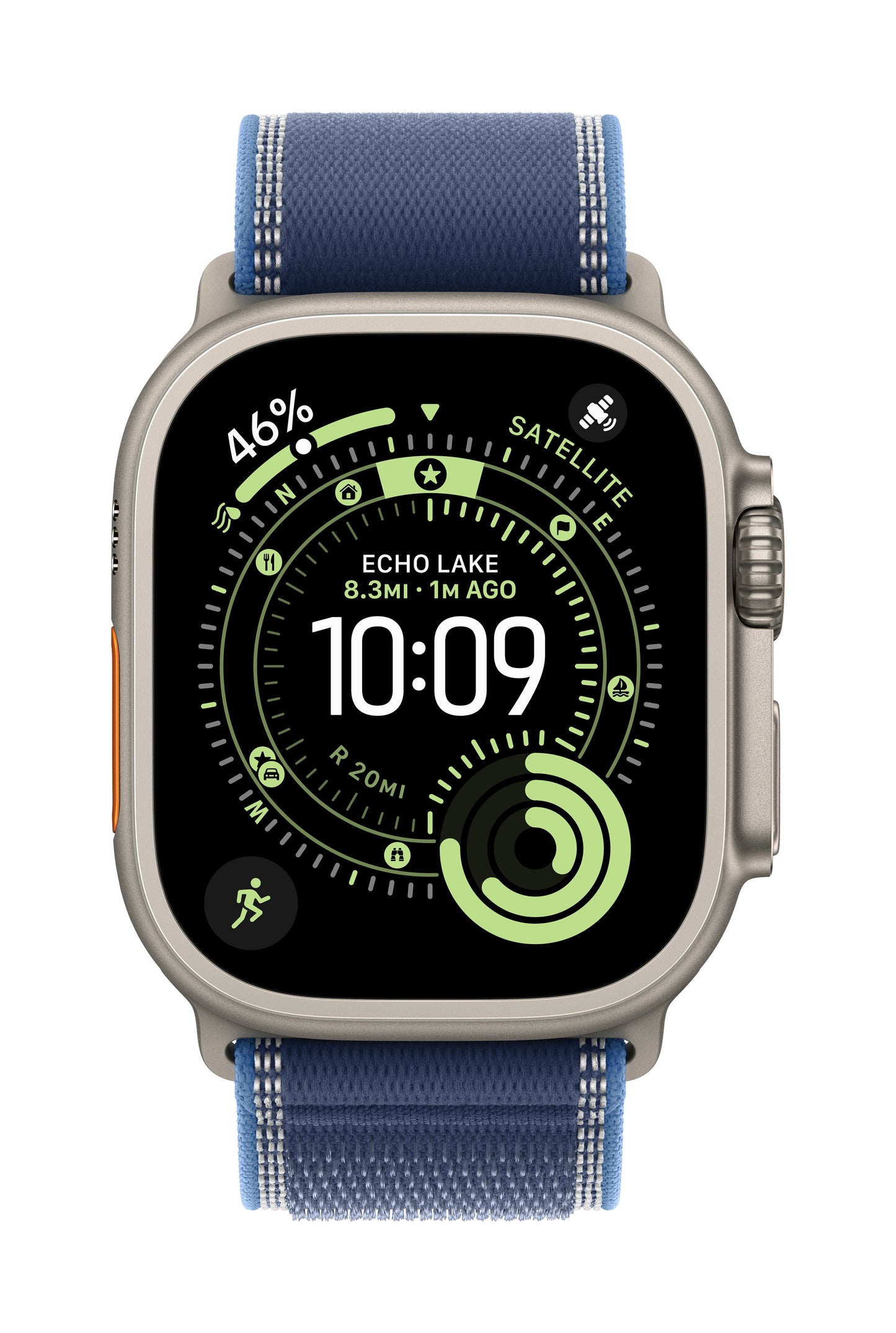 Apple Watch Ultra 3 GPS + Cellular 49mm Natürliches Titan Case mit Blau/Hellblau Trail Loop - M/L