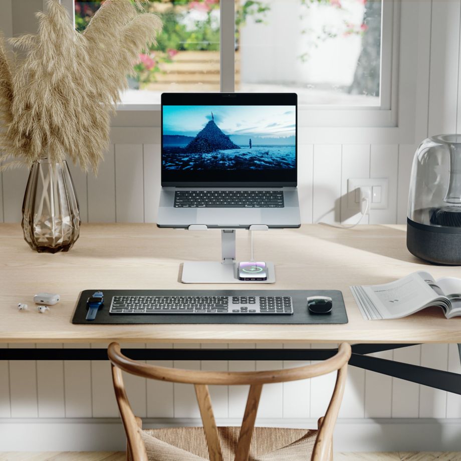 Alogic Elite Aluminum Laptop Stand Wireless Charger White