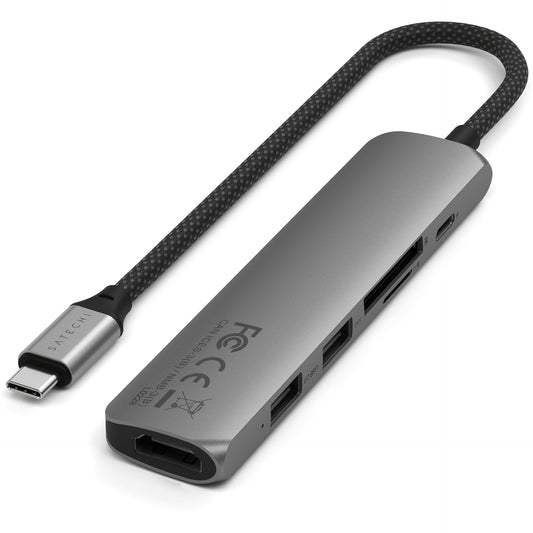 Satechi USB-C 6-in-1 Slim Multiport Adapter 4K Space Grey