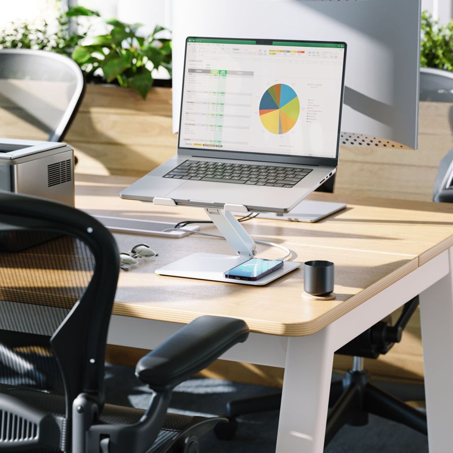 Alogic Elite Aluminum Laptop Stand Wireless Charger White