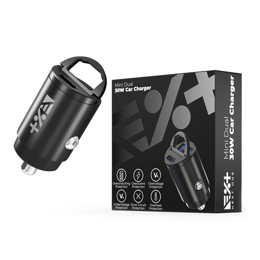 NEXT.ONE Mini Auto Dual Autoladegerät mit 30 Watt (USB-A & USB-C)