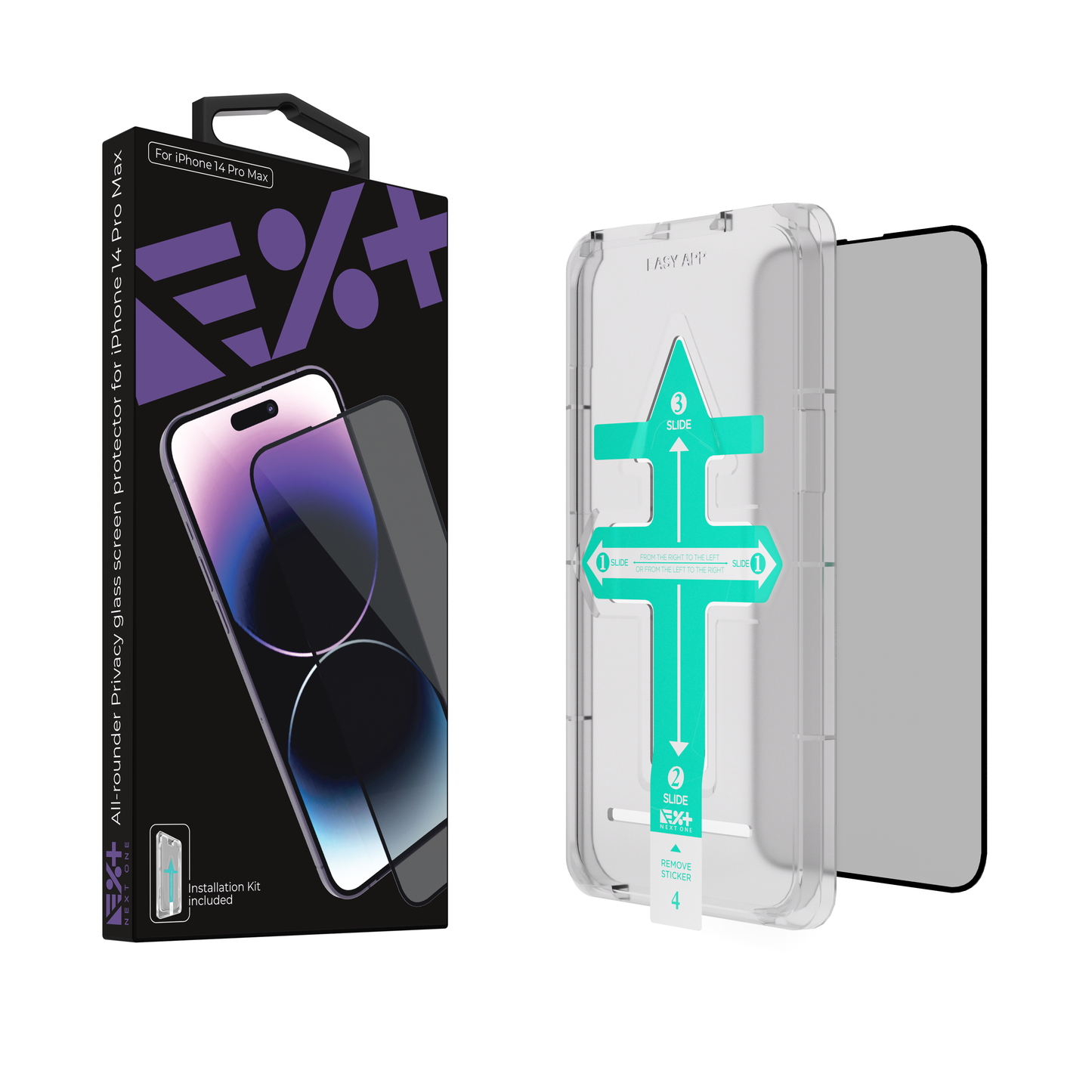NEXT.ONE iPhone Privacy Schutzglas mit Anbringhilfe - iPhone 14 Pro Max