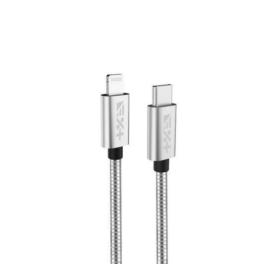 NEXT.ONE USB-C auf Lightning Kabel aus Metall Apple Zertifiziert 1,2m - Silber