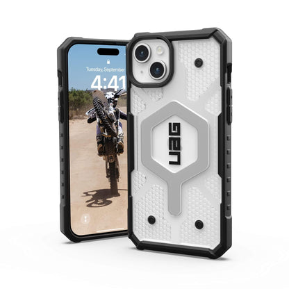 UAG Urban Armor Gear Pathfinder MagSafe Case | Apple iPhone 15 Plus | ice (transparent)