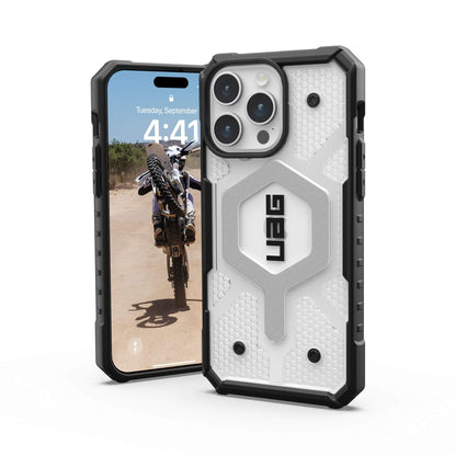 UAG Urban Armor Gear Pathfinder MagSafe Case | Apple iPhone 15 Pro Max | ice (transparent)