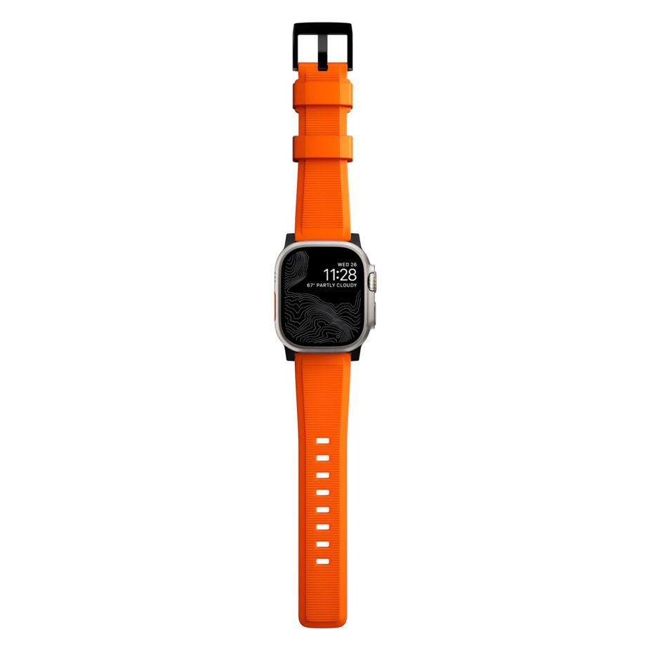 Nomad Rugged Strap Ultra Orange Connector Black 42/44/45/49mm