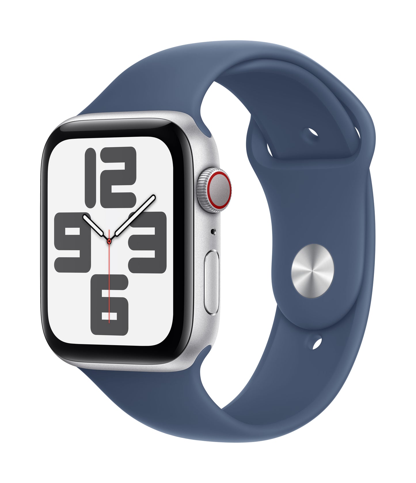 Apple Watch SE GPS + Cellular 44mm Silver Aluminium Case with Denim Sport Band - M/L