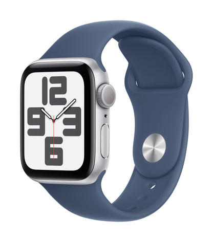 Apple Watch SE GPS 40mm Silver Aluminium Case with Denim Sport Band - S/M