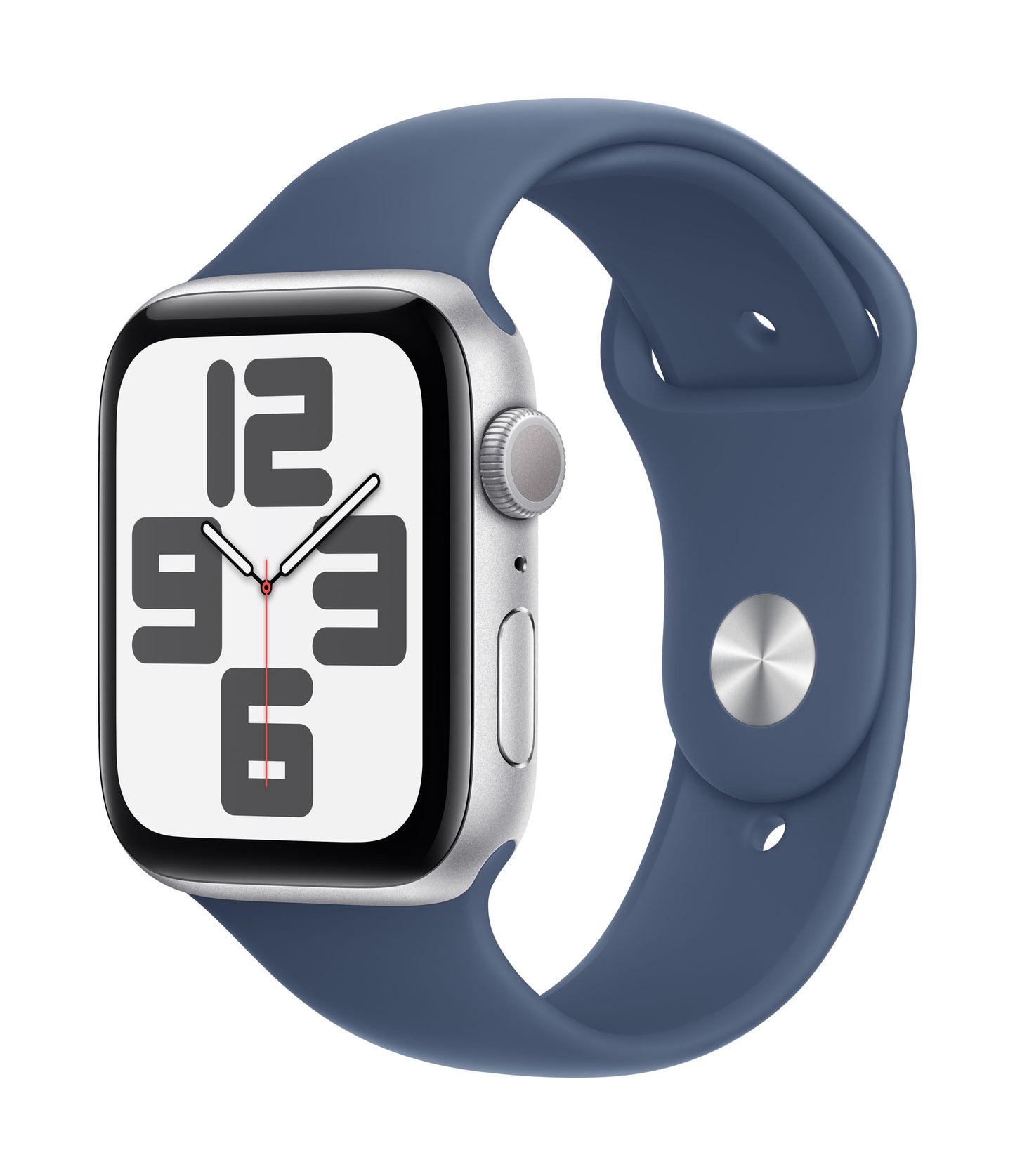 Apple Watch SE GPS 44mm Silver Aluminium Case with Denim Sport Band - S/M