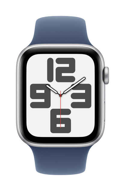 Apple Watch SE GPS 44mm Silver Aluminium Case with Denim Sport Band - S/M