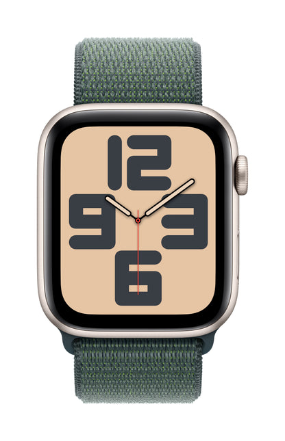 Apple Watch SE GPS 44mm Starlight Aluminium Case with Lake Green Sport Loop