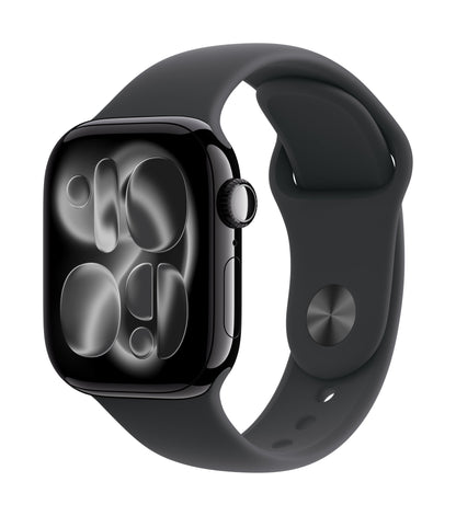 Apple Watch Series 11 GPS 46mm Jet Black Aluminium Case mit Schwarzem Sportarmband - S/M