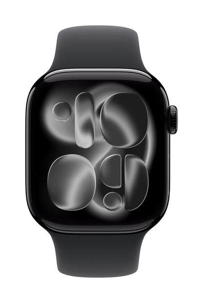 Apple Watch Series 11 GPS 46mm Jet Black Aluminium Case mit Schwarzem Sportarmband - S/M