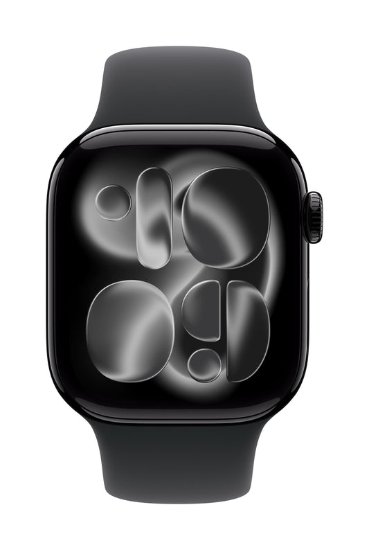 Apple Watch Series 11 GPS 42mm Jet Black Aluminium Case mit Schwarzem Sportarmband - S/M