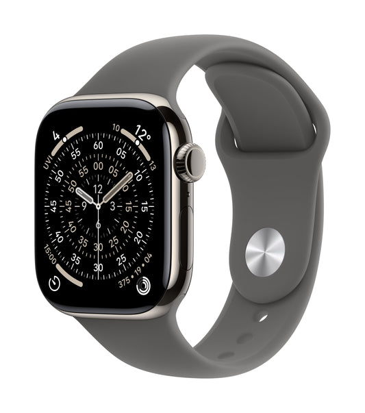 Apple Watch Series 11 GPS + Cellular 42mm Natürliches Titan Case mit Steingrau Sportarmband - M/L