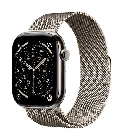 Apple Watch Series 11 GPS + Cellular 46mm Natürliches Titan Case mit Natürlichem Milanaise Loop - S/M