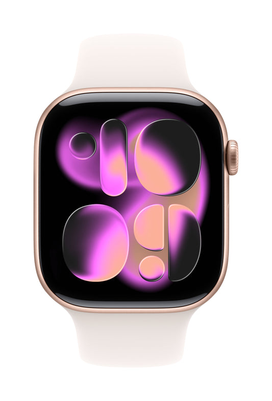 Apple Watch Series 11 GPS 42mm Roségold Aluminium Case mit Hellrosa Sportarmband - M/L