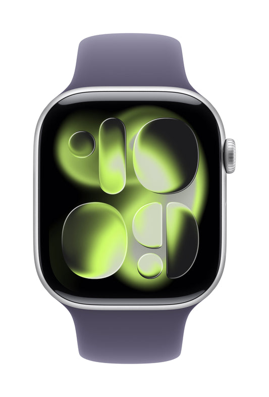 Apple Watch Series 11 GPS + Cellular 42mm Silber Aluminium Case mit Purpurne Nebel Sportarmband - S/M