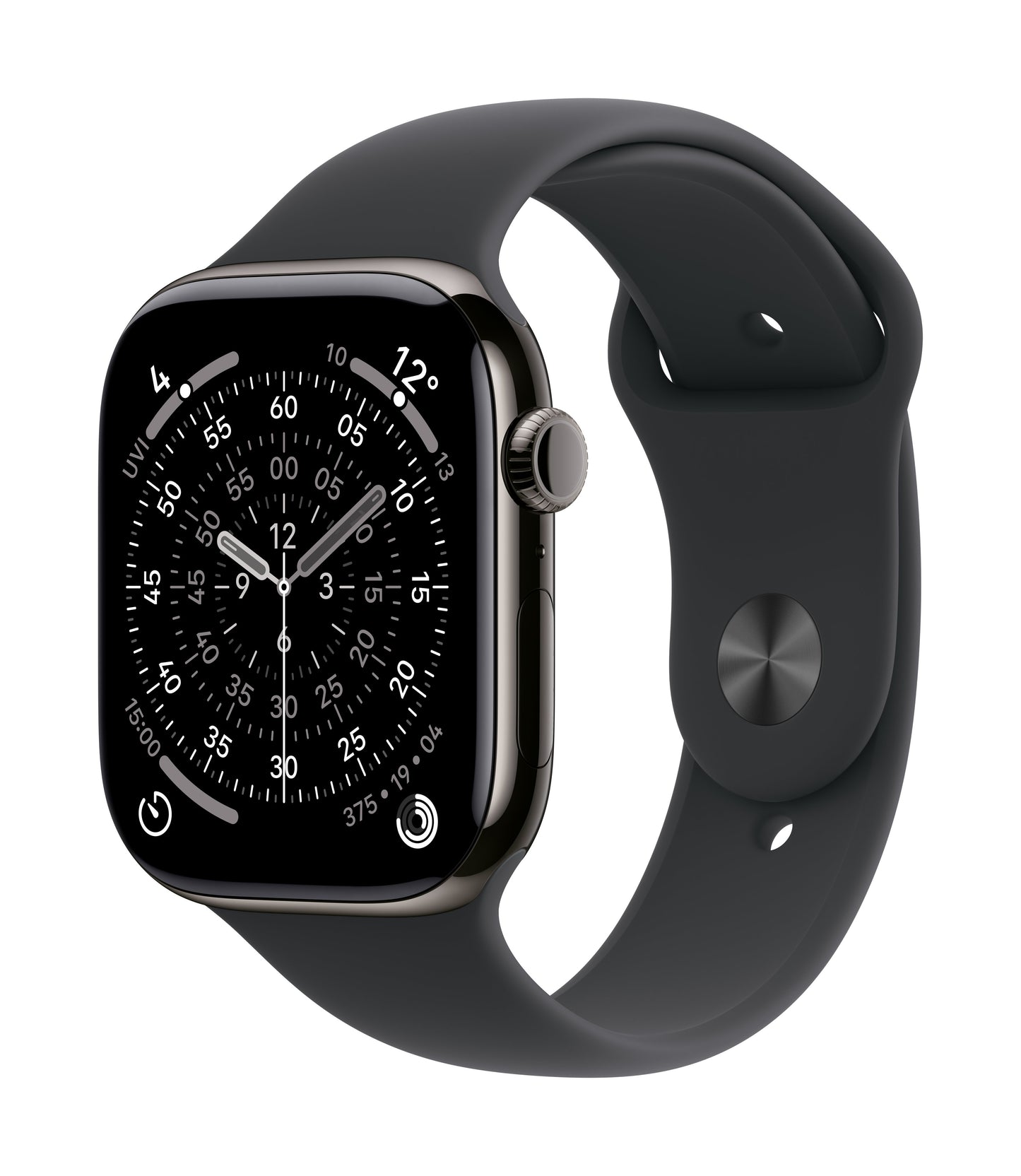 Apple Watch Series 11 GPS + Cellular 46mm Schiefer Titan Case mit Schwarzem Sportarmband - S/M