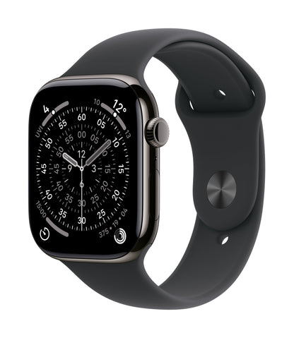 Apple Watch Series 11 GPS + Cellular 46mm Schiefer Titan Case mit Schwarzem Sportarmband - S/M