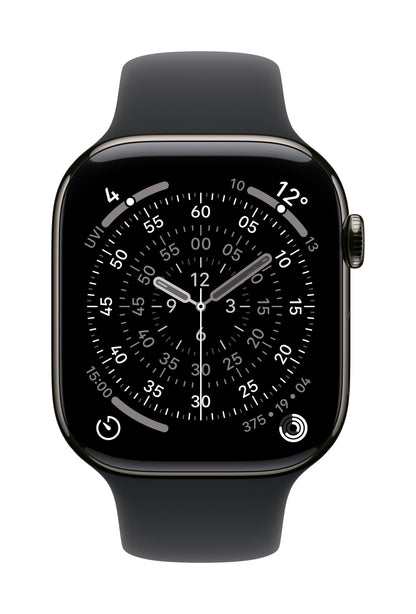 Apple Watch Series 11 GPS + Cellular 46mm Schiefer Titan Case mit Schwarzem Sportarmband - S/M