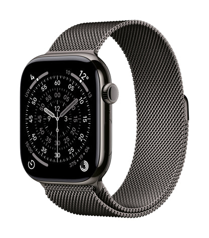 Apple Watch Series 11 GPS + Cellular 46mm Schiefer Titan Case mit Schiefer Milanaise Loop - S/M
