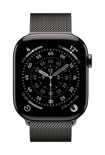 Apple Watch Series 11 GPS + Cellular 46mm Schiefer Titan Case mit Schiefer Milanaise Loop - S/M