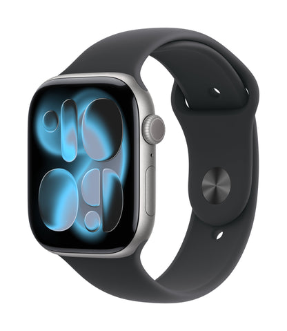 Apple Watch Series 11 GPS 46mm Space Grey Aluminium Case mit Schwarzem Sportarmband - M/L