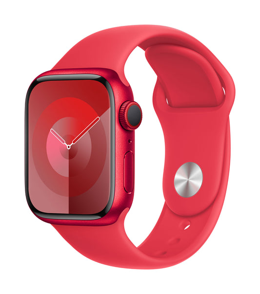 Apple Watch Series 9 GPS + Cellular, Aluminium (PRODUCT)RED, 41mm mit Sportarmband, (PRODUCT)RED - M/L