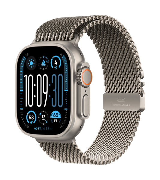 Apple Watch Ultra 2 GPS + Cellular 49mm Natural Titanium Case with Natural Titanium Milanese Loop - L