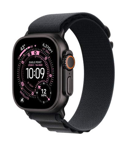 Apple Watch Ultra 3 GPS + Cellular 49mm Schwarzes Titan Case mit Schwarzem Alpine Loop - Medium