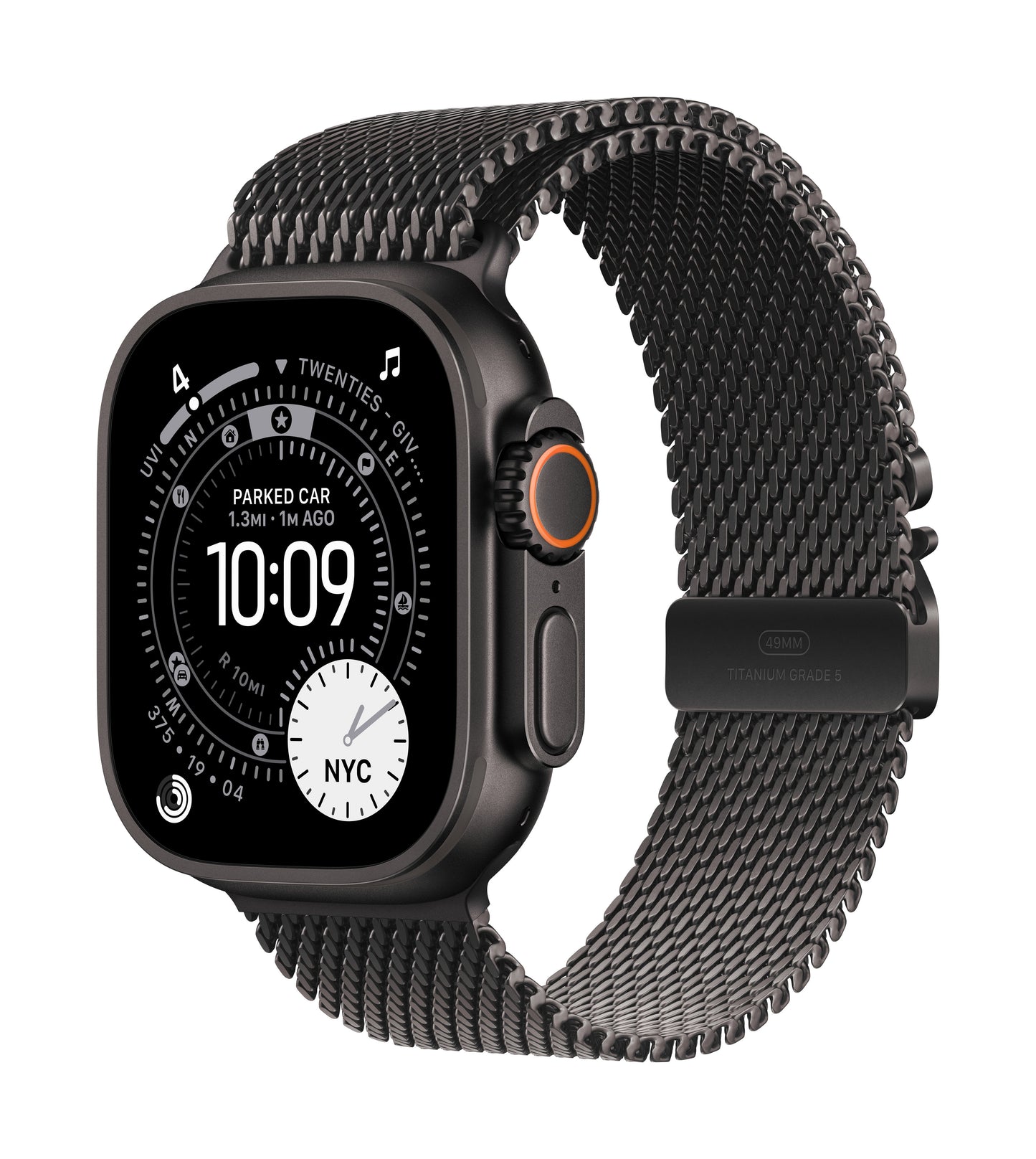Apple Watch Ultra 3 GPS + Cellular 49mm Schwarzes Titan Case mit Schwarzem Titan Milanaise Loop - Small