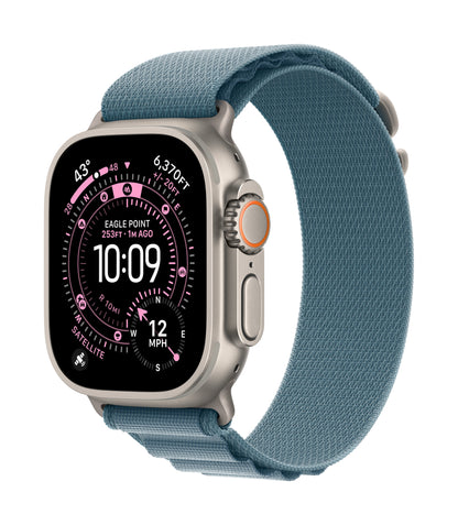 Apple Watch Ultra 3 GPS + Cellular 49mm Natürliches Titan Case mit Hellblau Alpine Loop - Medium