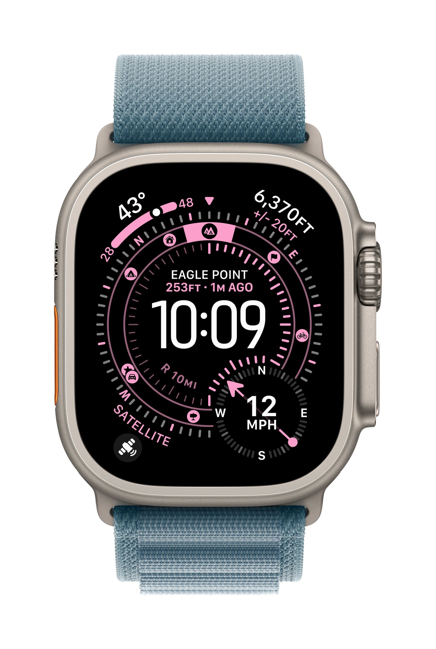 Apple Watch Ultra 3 GPS + Cellular 49mm Natürliches Titan Case mit Hellblau Alpine Loop - Medium