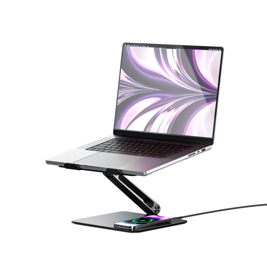 Alogic Elite Aluminum Laptop Stand Wireless Charger Black