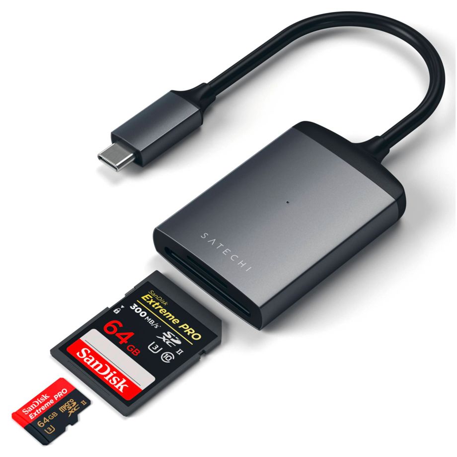 Satechi Aluminum Type-C UHS-II Micro/SD Card Reader space gray