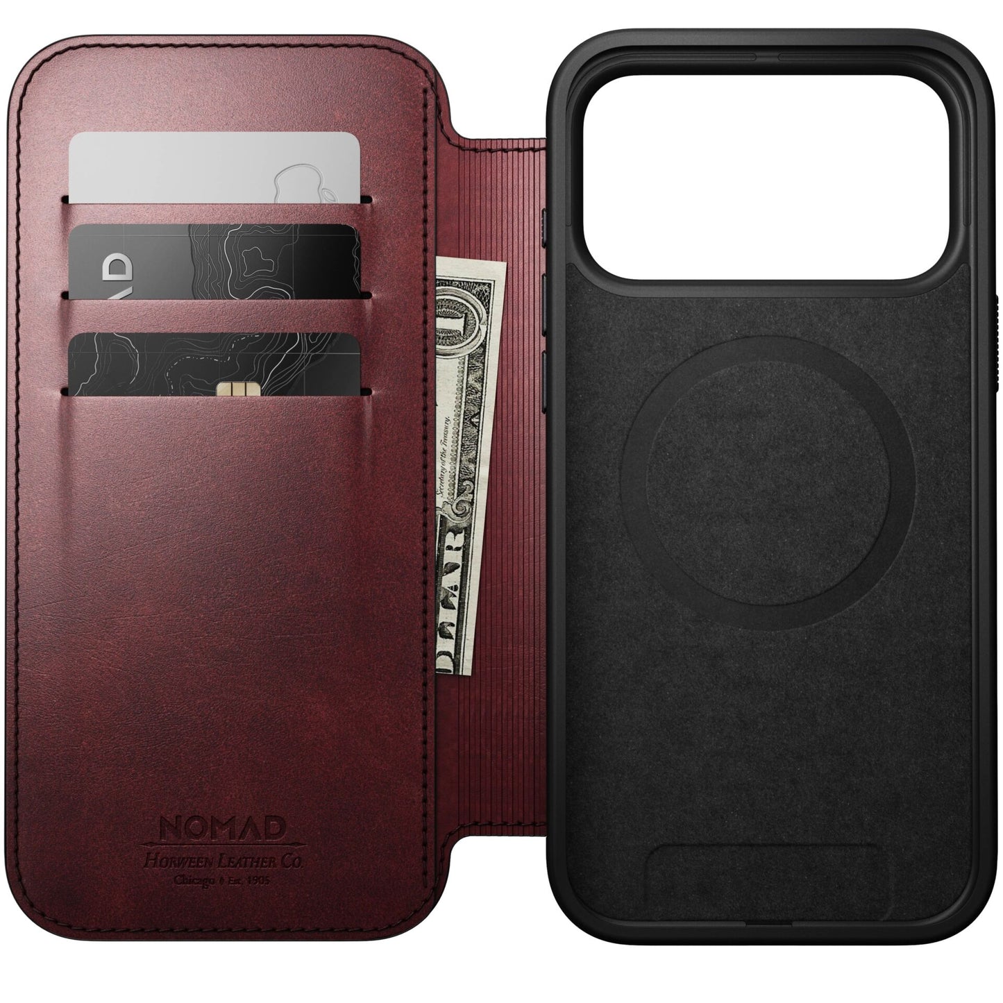 Nomad Modern Leather Folio iPhone 17 Pro Max Burgundy Horween