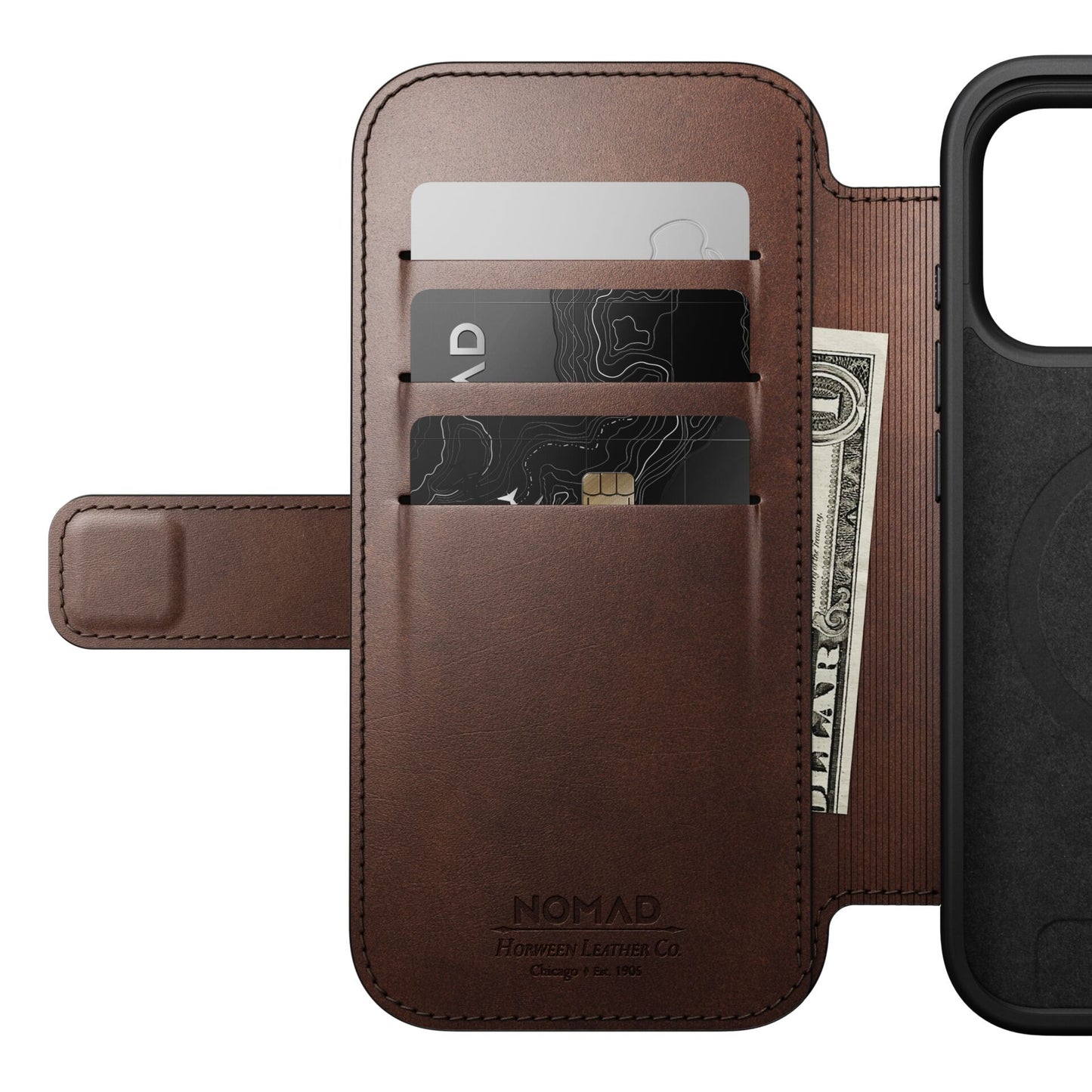 Nomad Modern Leather Folio iPhone 17 Pro Rustic Brown Horweed