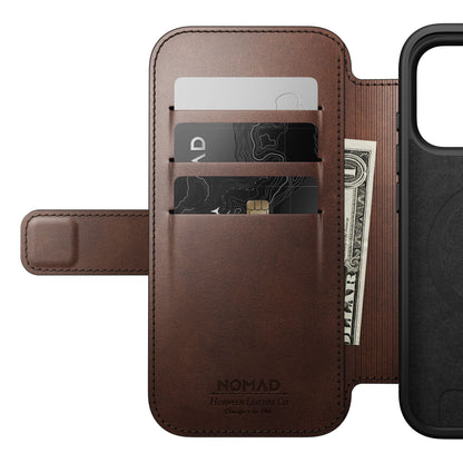 Nomad Modern Leather Folio iPhone 17 Pro Rustic Brown Horweed