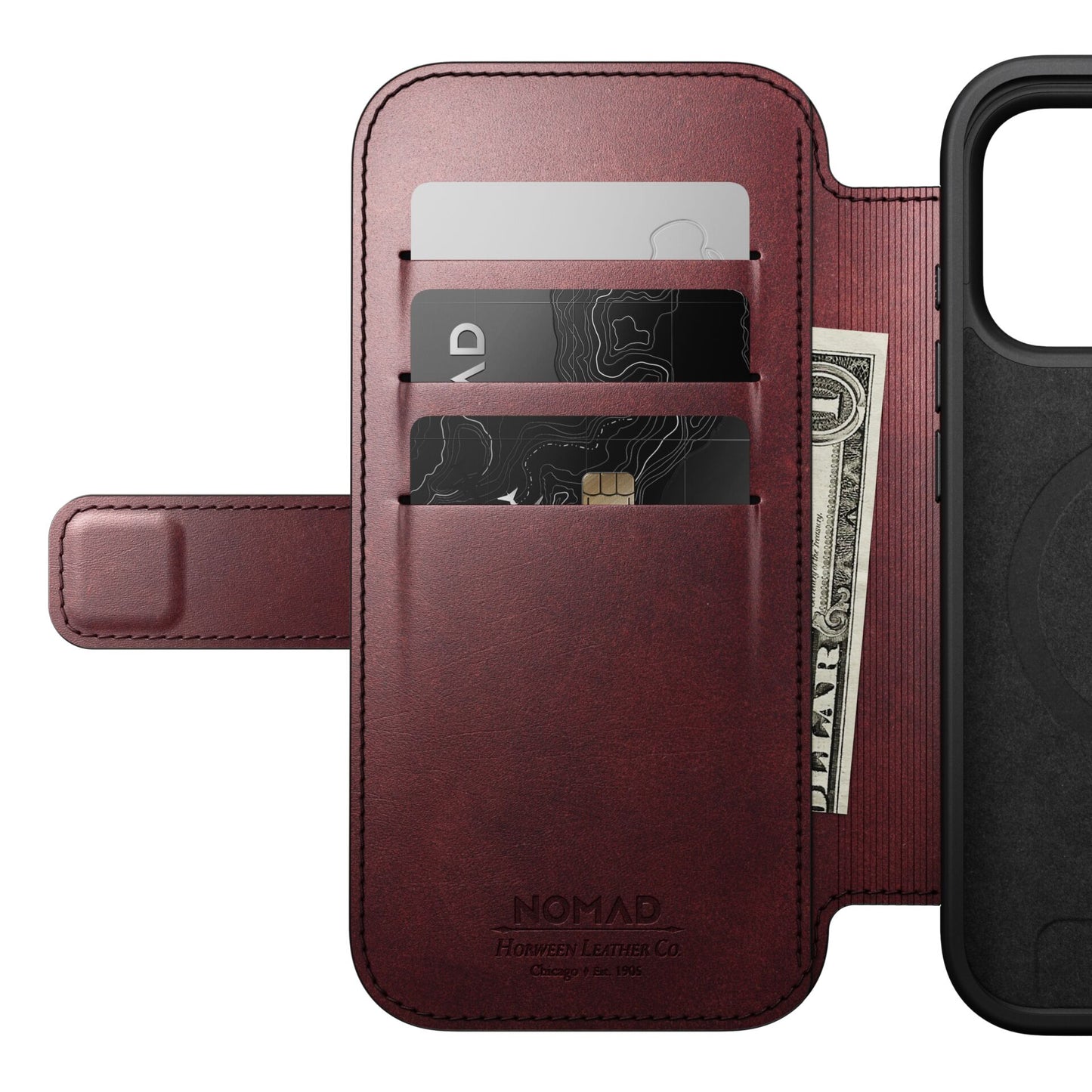 Nomad Modern Leather Folio iPhone 17 Pro Burgundy Horween