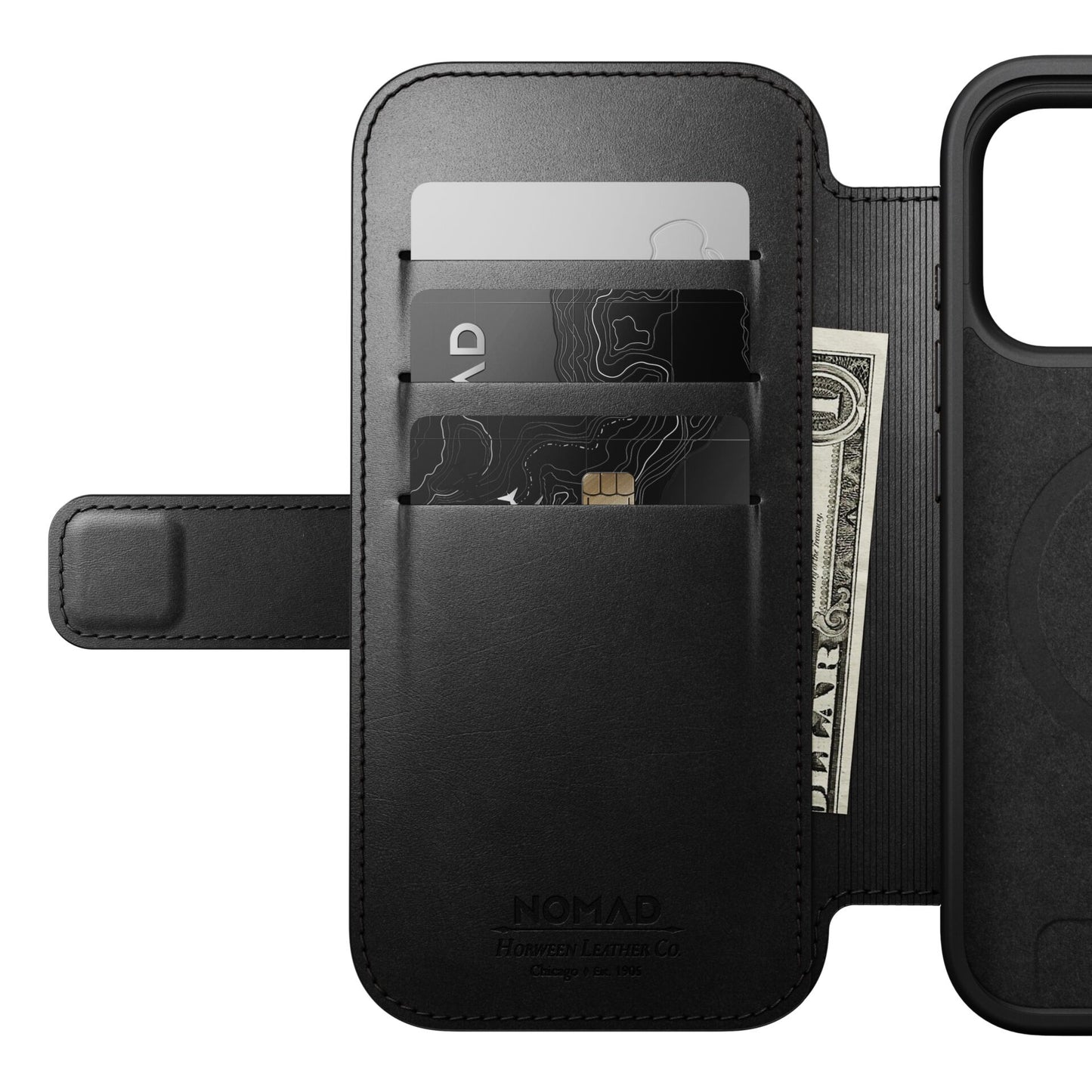 Nomad Modern Leather Folio iPhone 17 Pro Black Horween