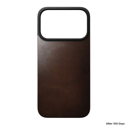 Nomad Magnetic Leather Back MagSafe iPhone 17 Pro Rustic Brown Horween
