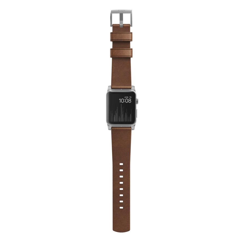 Nomad Strap Modern Leather Brown Connectors Silver 42/44/45/49mm