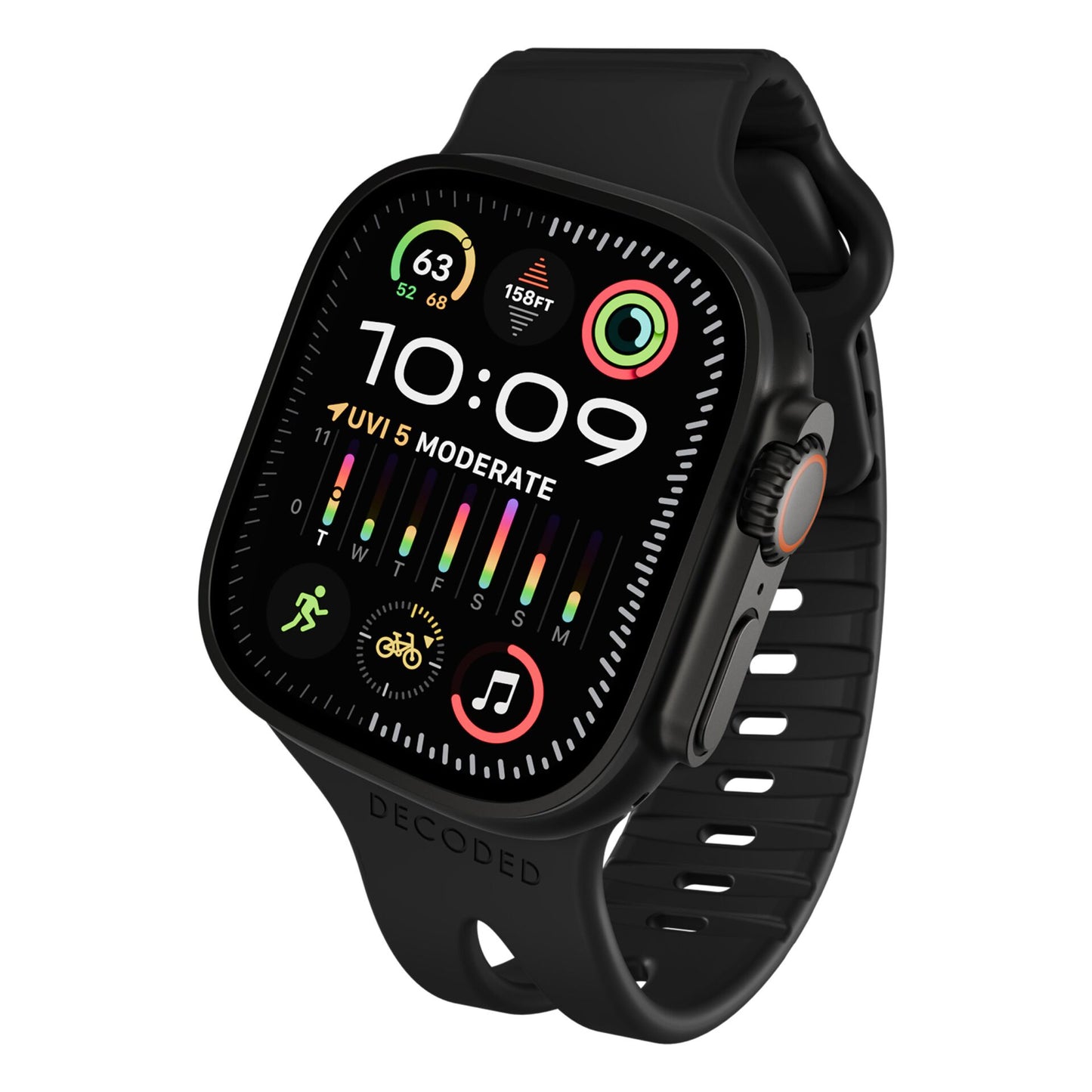 Decoded Silicone Ares Loop Strap for Apple Watch 44/46/49mm Black