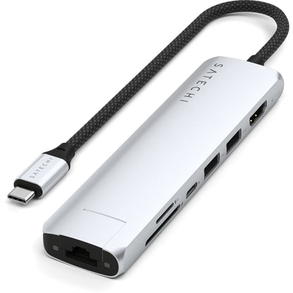 Satechi USB-C 7-in-1 Slim Multi Port Adapter Ethernet Silver