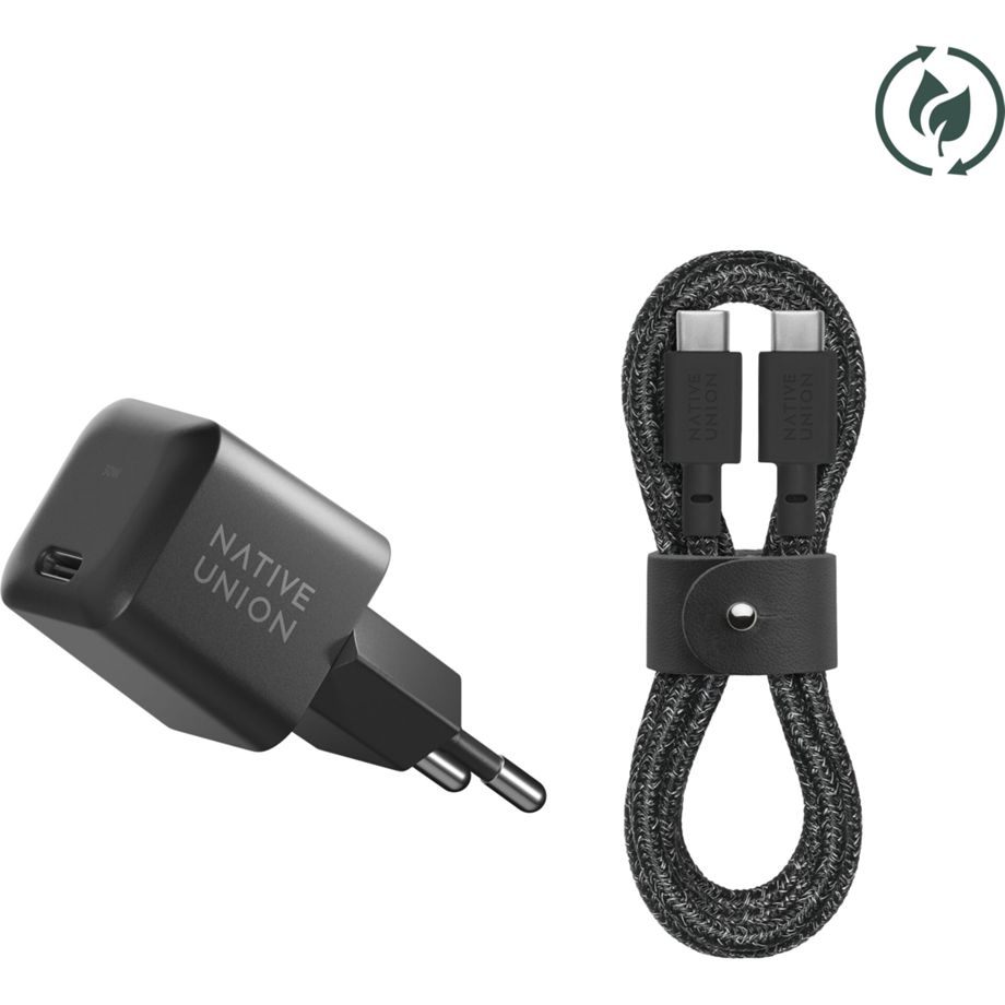 Native Union 30W USB-C Fast GaN Charger Black + USB-C Cable Cosmos Black