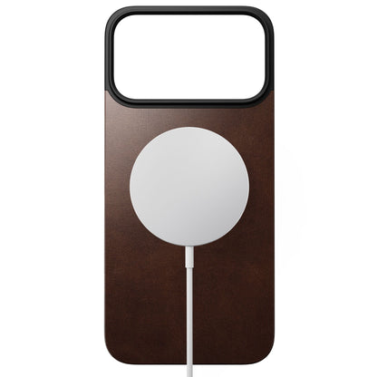 Nomad Magnetic Leather Back MagSafe iPhone 17 Pro Max Rustic Brown Horween