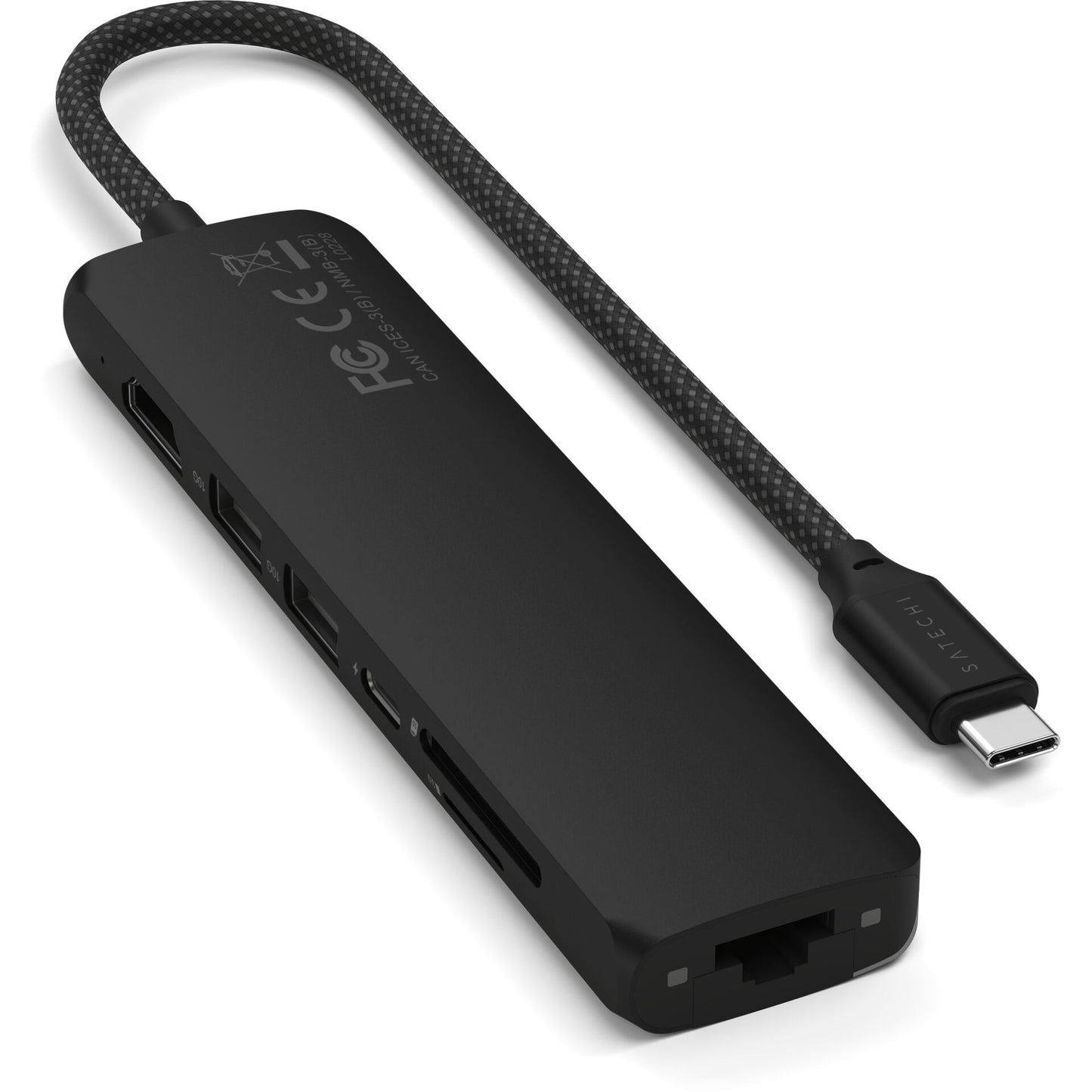 Satechi USB-C 7-in-1 Slim Multi Port Adapter Ethernet Black